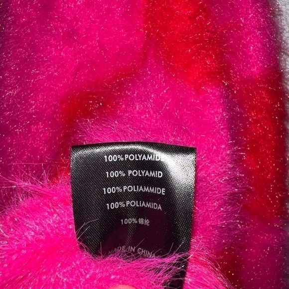 Lazy Oaf Red Pink Checkerboard Button Up Cropped Soft Fluffy Sweater - Size XS. - Picture 5 of 8